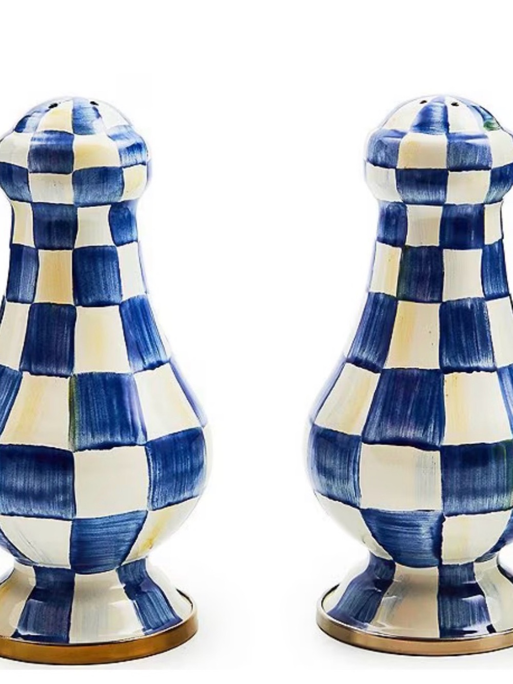 MacKenzie-Childs Blue and Cream “Royal” Check Ceramic Finial Set - Picture 2 of 2